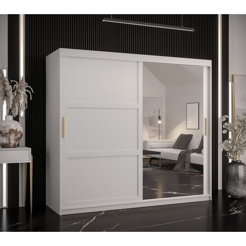 Ashwanth Manufactured Wood Wardrobe, White, 200cm H x 200cm W x 62cm D
