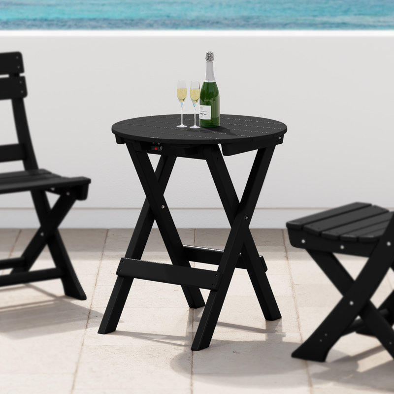 Round Patio Dining Folding Table, Black