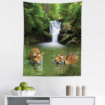 Siberian Tigers in Water Wall Hanging