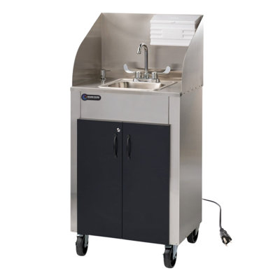 Ozark River Portable Sinks Elite Series PRO1, Black Doors-Black Edges-Splashguard, NSF Certified Hot Water Food Service Handwashing Sink, Portable Hand Washing Station with Tanks & Wheels