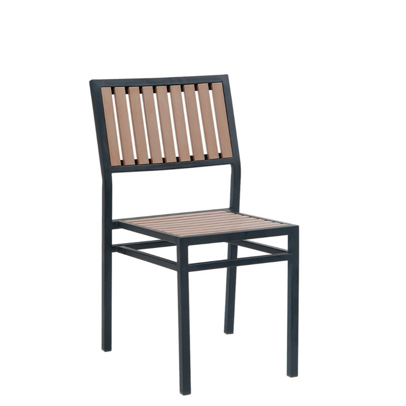 Patio Dining Side Chair, Black/Teak