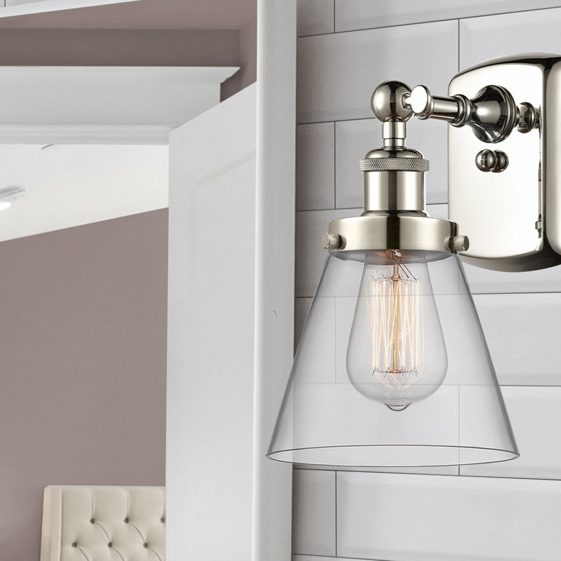 Applique murale 1 lumière 6 "Ballston Urban Cone, Clair, Ampoule non incluse, Nickel poli