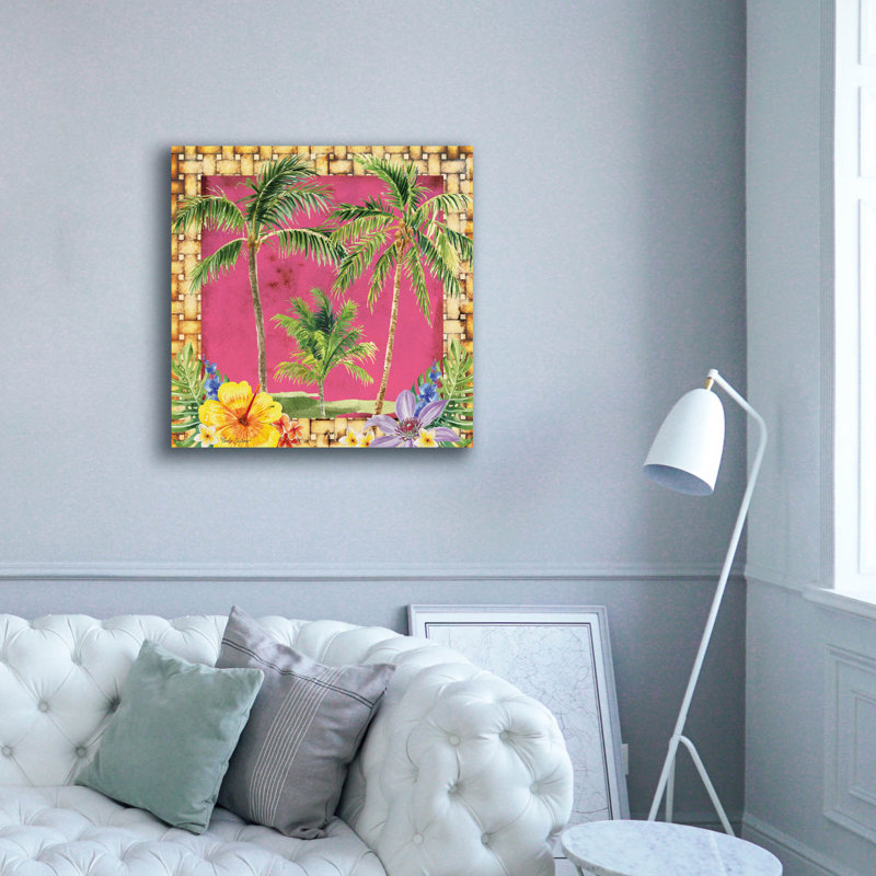  «Tropical Palm Trees» par Nicole DeCamp, art mural sur toile, 37 po x 37 po, H 37 po x l 37 po