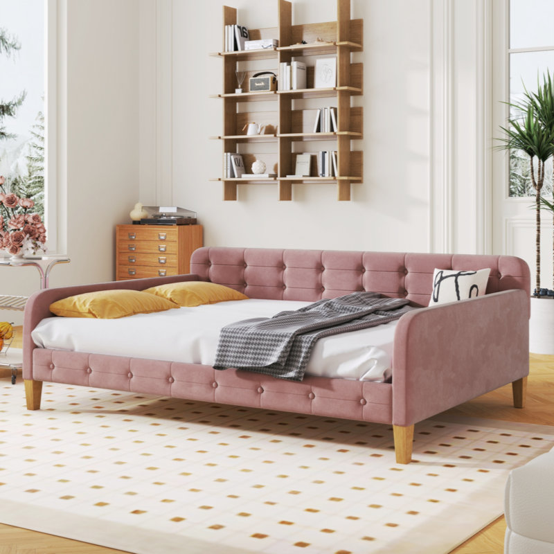 Jeroma Upholstered Daybed, Full/Double, Light Pink
