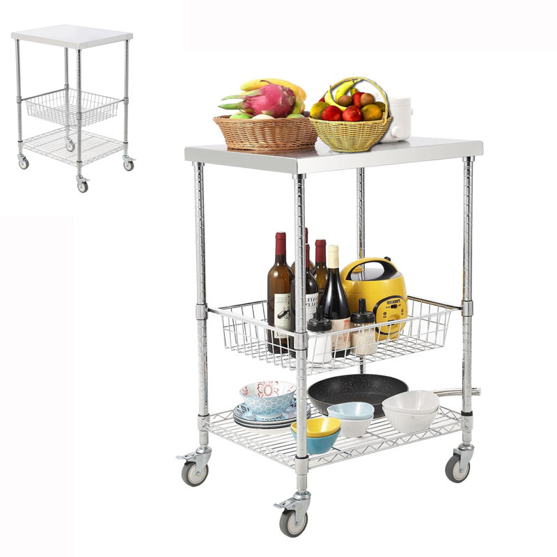 Chariot de cuisine à roulettes 3 niveaux
