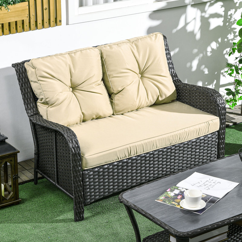 Southwold 50'' Wide Wicker Loveseat with Cushions