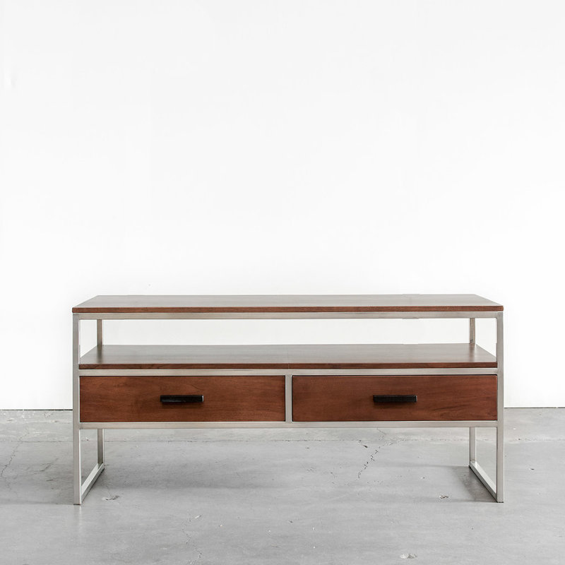 Aptiva Wood and Stainless TV Stand for TVs up to 55", Medium Walnut