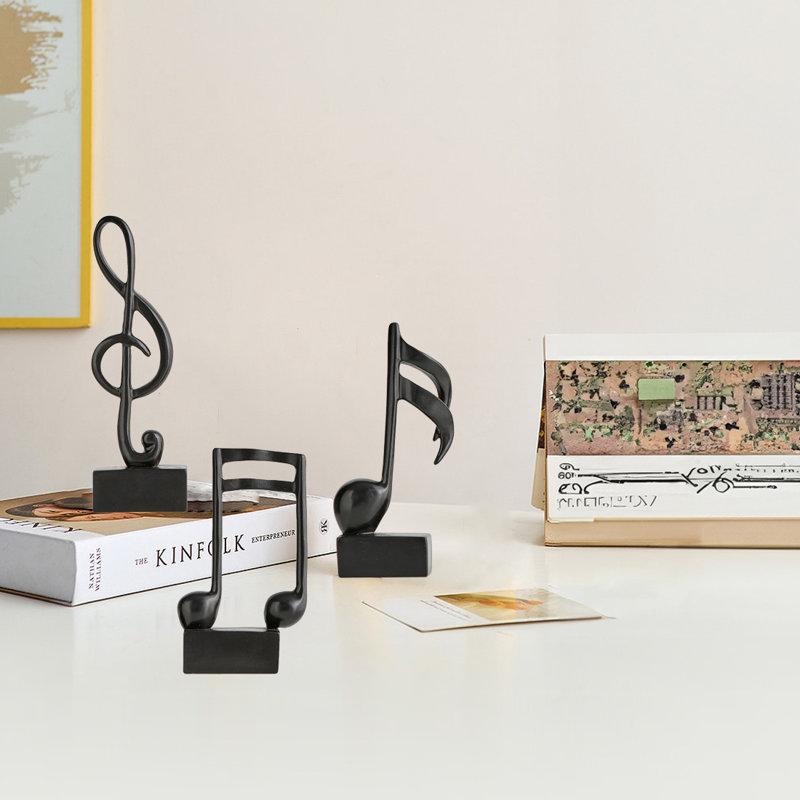 3 Pieces Music Note Sculptures For Home Decor Shelf Decor, Black
