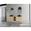 Meuble-lavabo mural 72 po avec lavabo d'art en céramique, tablettes de rangement et portes à fermeture en douceur, peu encombrant et élégant