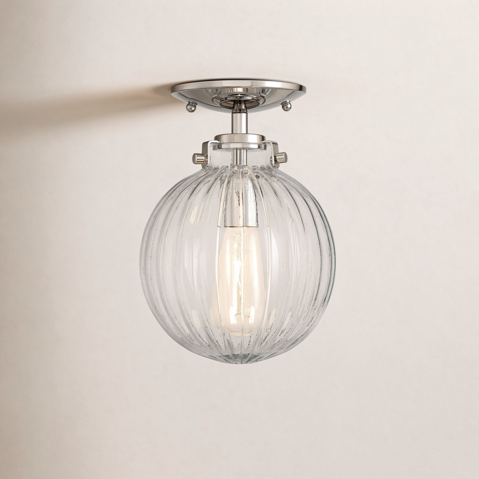 Kaydan 1-Light Dimmable Semi Flush Mount, Polished Nickel