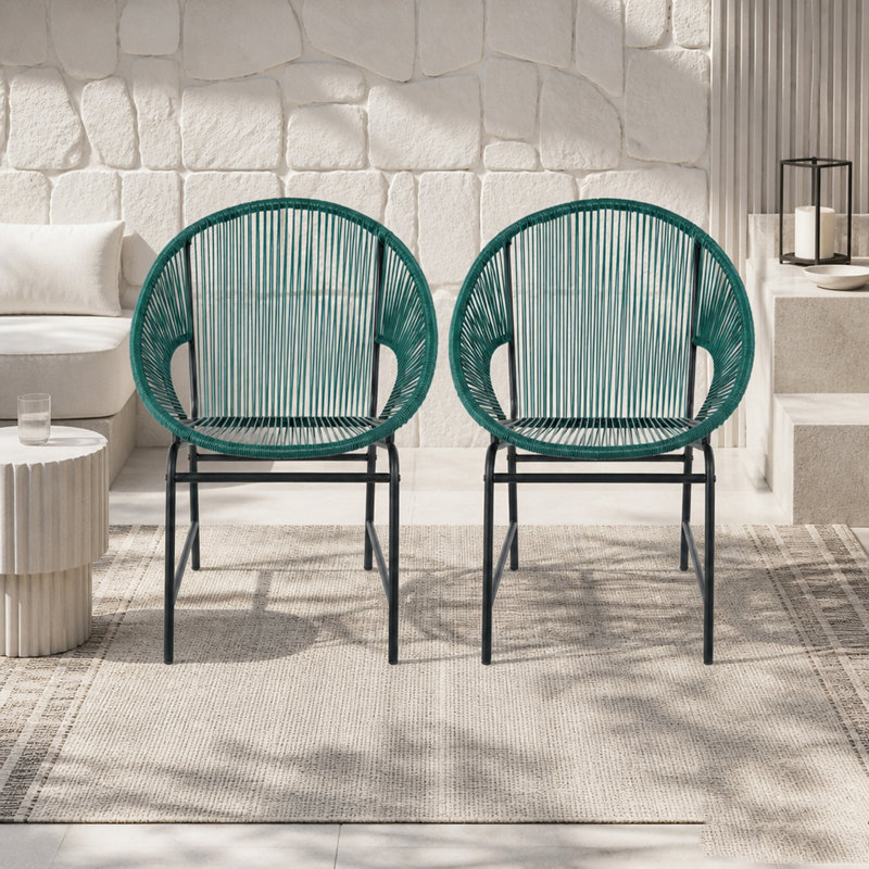 Ensemble de chaises de patio en osier, Teal