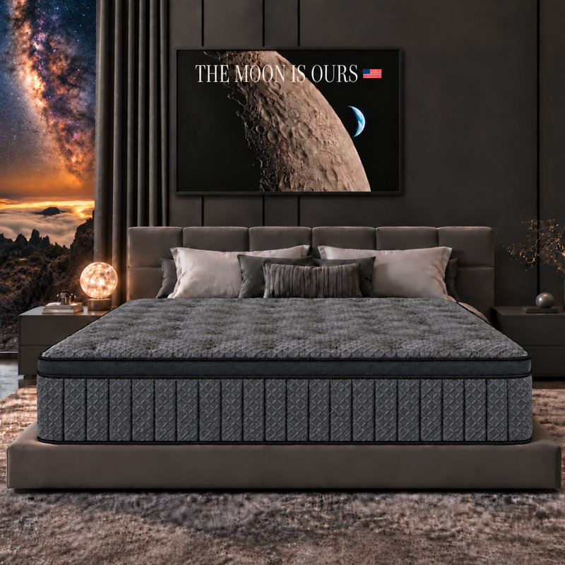 Matelas hybride à ressorts ensachés moyen 12 po avec matelas en mousse viscoélastique gélifiée dans une boîte, Grand lit
