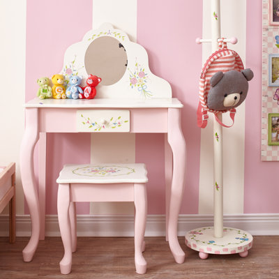 Bouquet Solid Wood Kids Vanity Set with Mirror