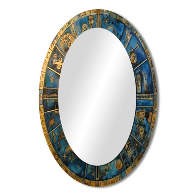 The Great Mystery Vintage Mandala Illustration - Large Oval Wall Mirror On Metal