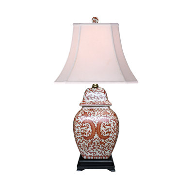 PORCELAIN ORANGE FLORAL JAR LAMP