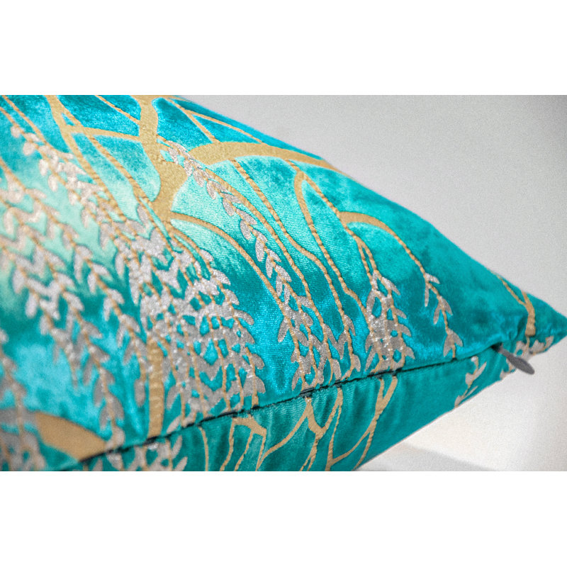 Metallic Square Velvet Pillow Cover & Insert, 18" x 18", Aruba