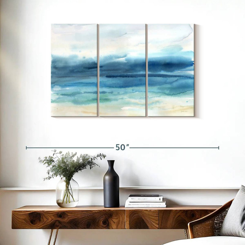 Gillard indigo paysage marin, H 24 po x l 38 po