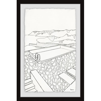 Pool View - Picture Frame Drawing Print on Paper