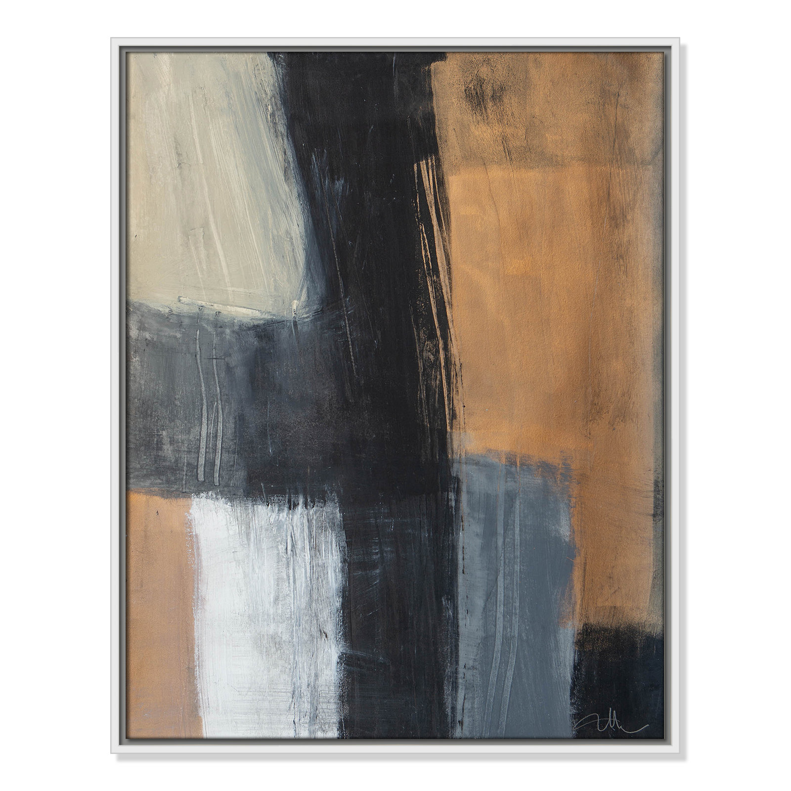 Calderon "Metallic Slate II" Print, 29.5" H x 23.5" W x 2" D, White Floater Framed, No Mat