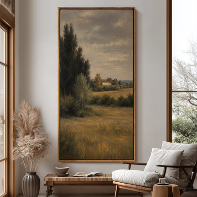 Extra Large Rustic Countryside Landscape with Tall Trees Open Fields and Peaceful Rural Horizon Print Wall Art