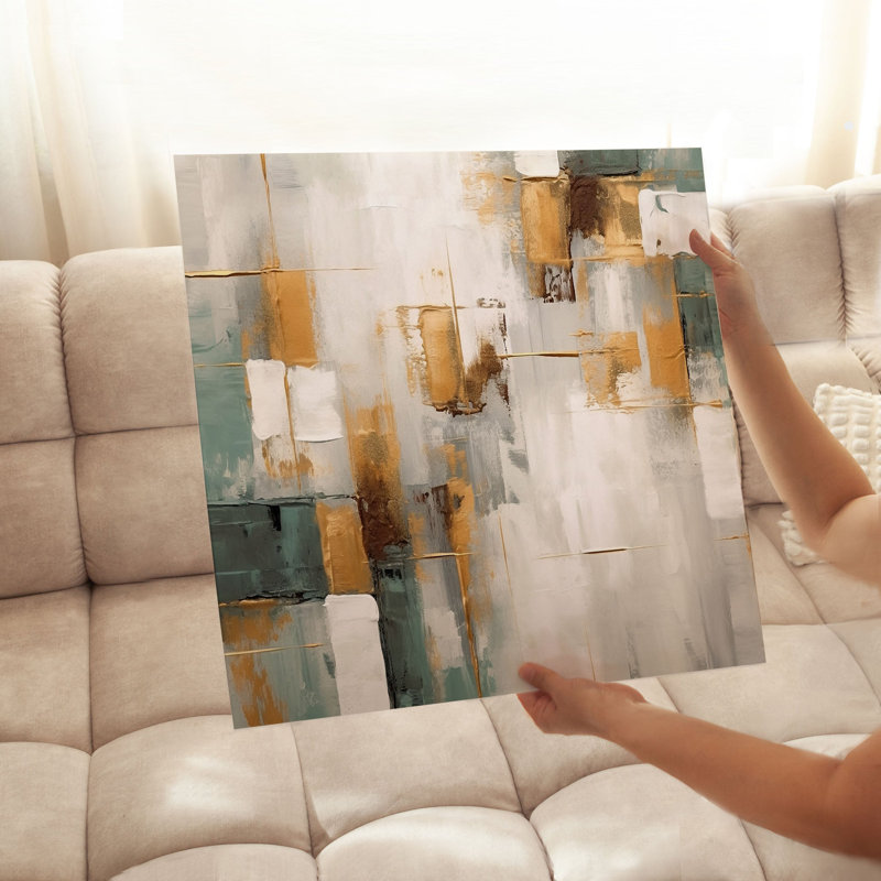 Abstract Abstract in Gold & Gray Transitional Unframed Art Print