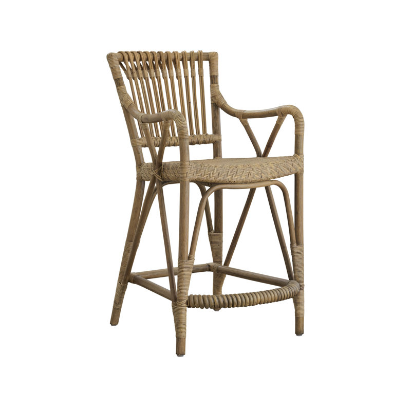Blues Rattan Counter Stool, Antique
