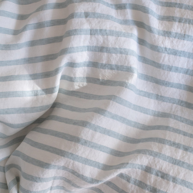 100% French Linen Duvet Cover & Sham Set, King Duvet Cover + 2 King Pillow Shams, Cream & Wave Stripe