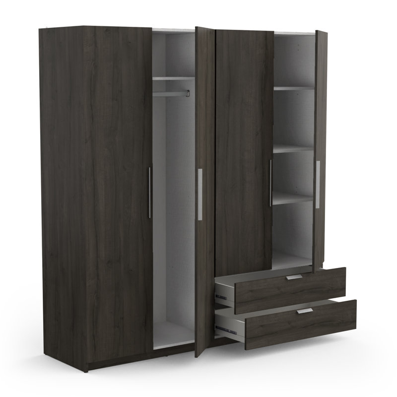 Craigwood 4 Door Manufactured Wood Wardrobe, Black