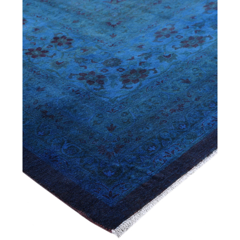 Overdyed Hand-Knotted Wool Modern-Contemporary Blue Area Rug 10' 2" x 14' 1"