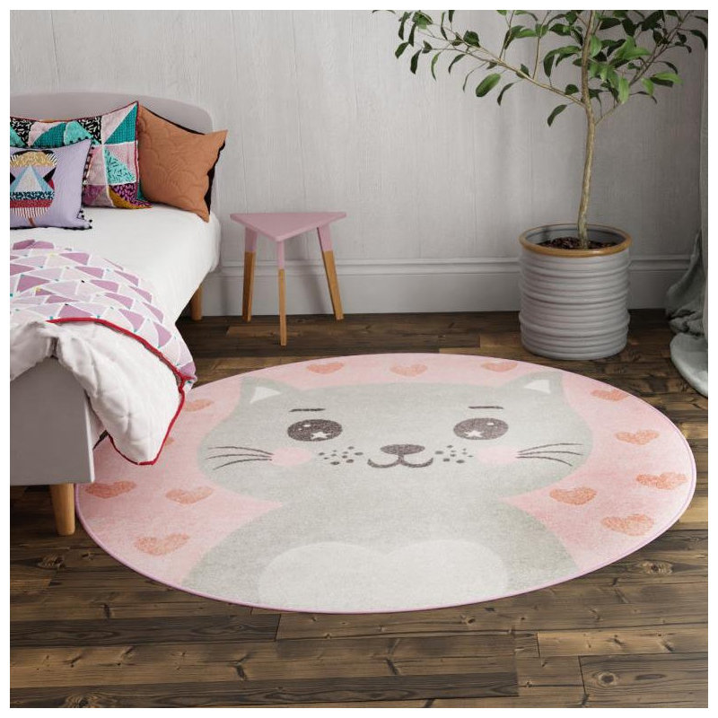 Whimsy Kids Round Machine Woven Polypropylene Plastic Rug, Round 3'3"