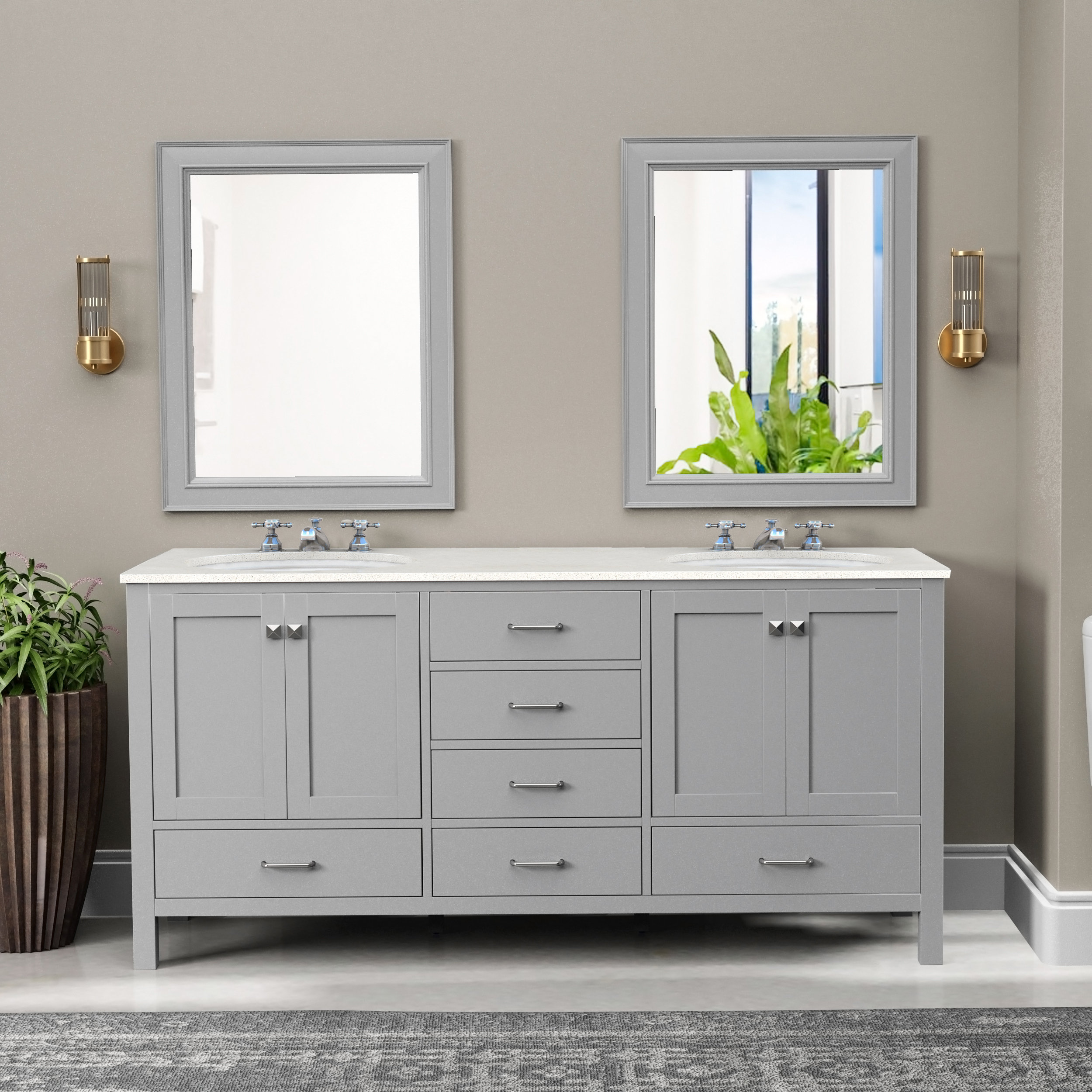 Red Barrel Studio® Nantucket 72" Solid Wood Bathroom Vanity with