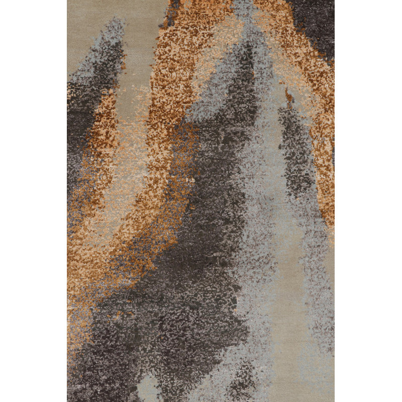 Rug & Kilim’S Oversized Abstract Rug In Blue, Gray And Gold Tones