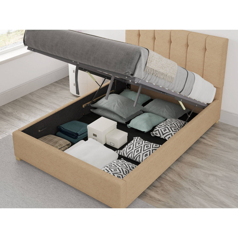 Cecere Upholstered Ottoman Storage Bed, Single (3'), Champagne