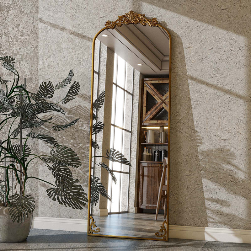Metal Arch Floor Mirror, Bronze