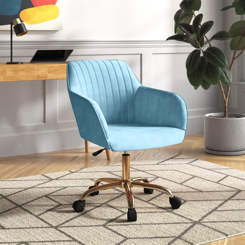 Kierulf Velvet Office Chair, Aqua
