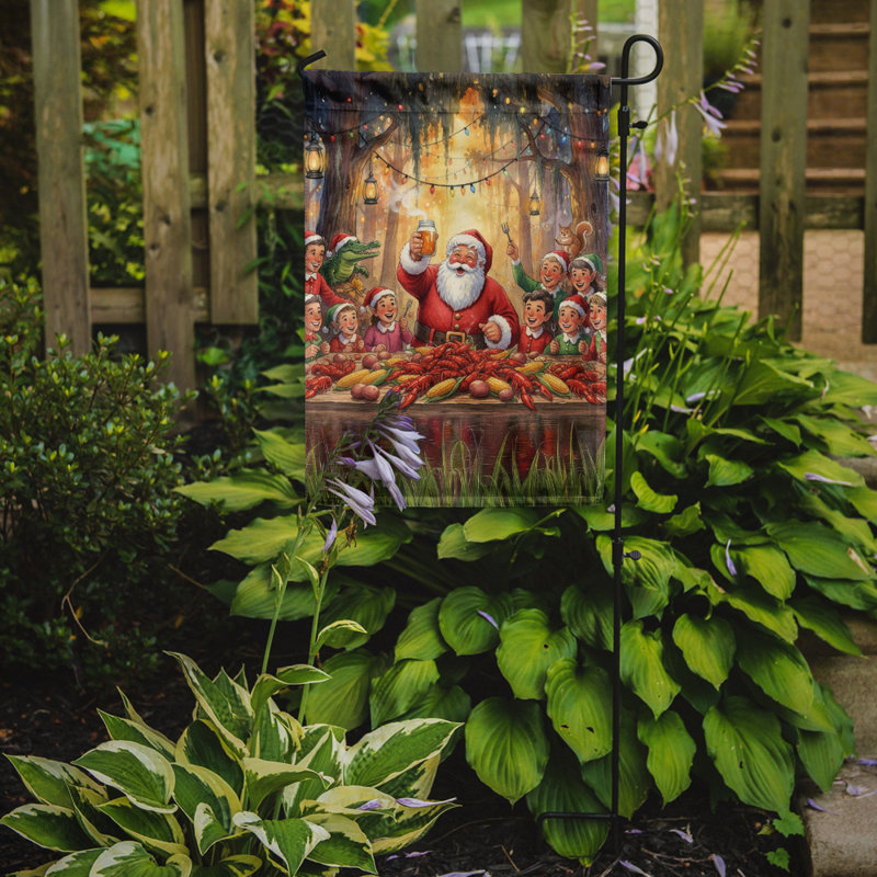 Drapeau du jardin de Noël Cajun, Taille du jardin, Cajun Santa Crawfish Boil