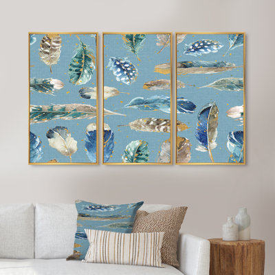 " Indigold Feathers Pattern " 3 - Pieces