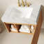 Meuble-lavabo mural de luxe en bois naturel 30 po avec meuble-lavabo flottant Mid-Century