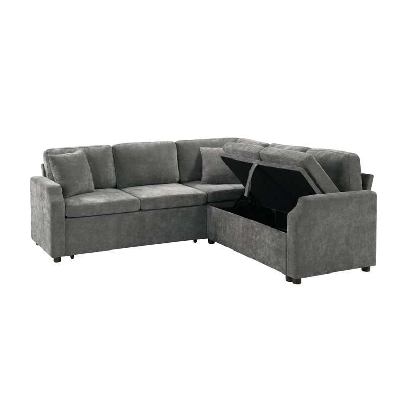 Canapé-lit modulaire en forme de L Canapé modulaire rembourré en L de 81,9 po avec canapé-lit et compartiment de rangement dissimulé pour le salon