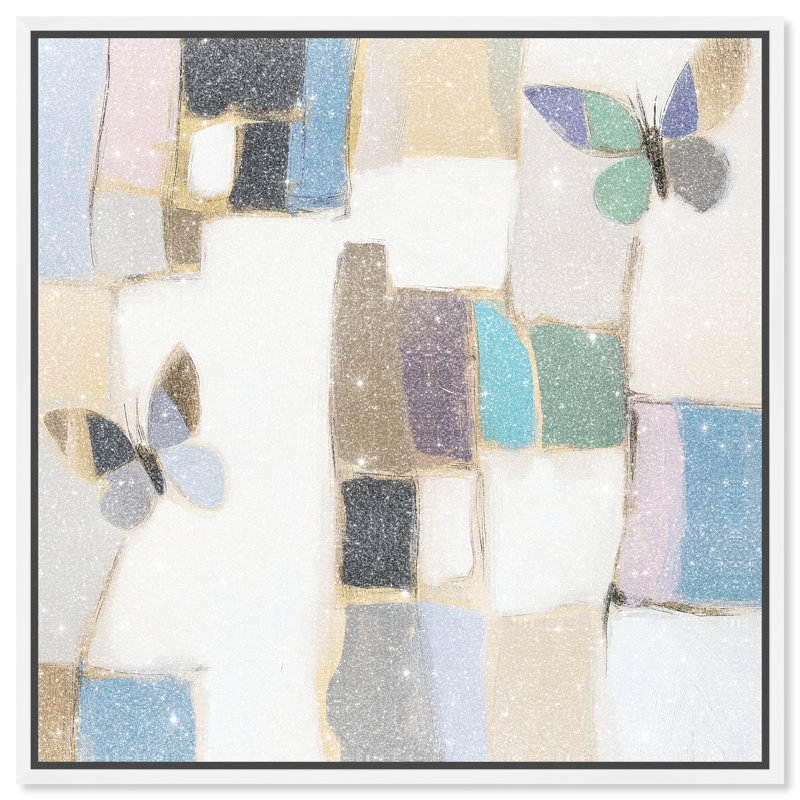 Bejewelled Butterflies Canvas Abstract Print by Oliver Gal, Black Frame, 12 x 12, 31"H x 31"W, White Frame