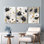 Tableau élégant monochrome à motifs floraux sur toile tendue (paquet de 3)