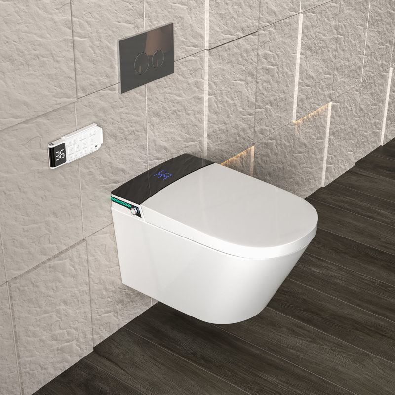 MEJE Smart Wall-Hung Toilet Combo, with a Built-in Bidet Seat, Auto Flush, Auto Open and Close,Remote Control,LED Display ( Included a In-Wall Water Tank）