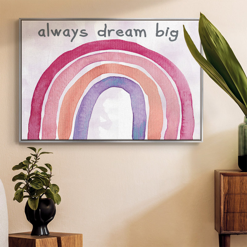 «Always Dream Big», reproduction sur toile encadrée, H 17 po x l 25 po x P 2 po, Argent