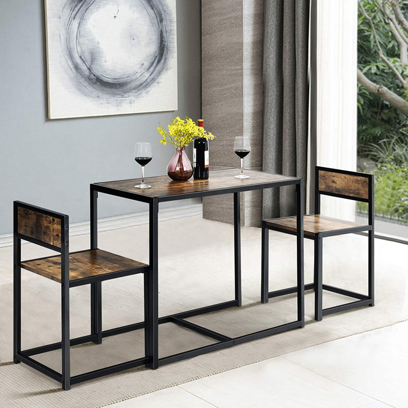 Bowry 2 - Person Dining Set, Brown, Brown/Black