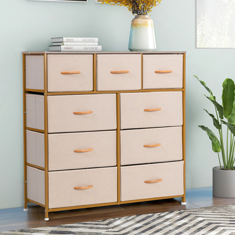 Commode 9 tiroirs Kelecia, Or