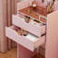Coiffeuse et tabouret, ensemble de coiffeuse multifonctionnel 3-en-1, comprenant trois modes d'éclairage, miroir HD, deux tiroirs coulissants et tabouret de rangement caché-582639442