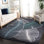 Tapis décoratif à motif floral noir et blanc à feuilles vertes
