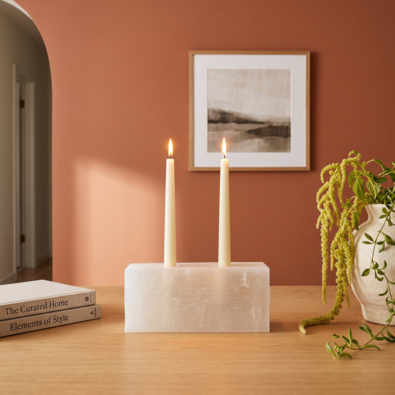 3.5" Selenite Tabletop Votive Holder