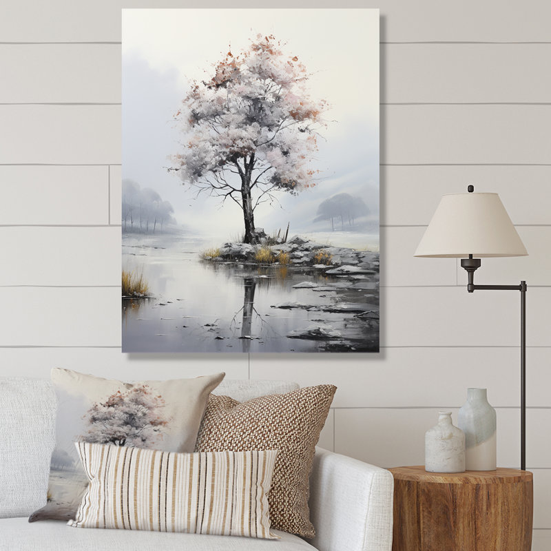 Arbre, murmure silencieuse silencieuse - art mural floral, salon, H 20 po x l 12 po x P 1 po, Toile tendue