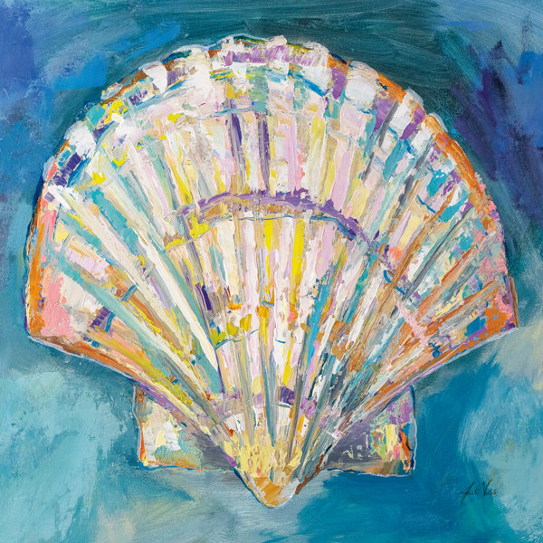 A beautiful seashell or scallop shell is toned in a blue-pink